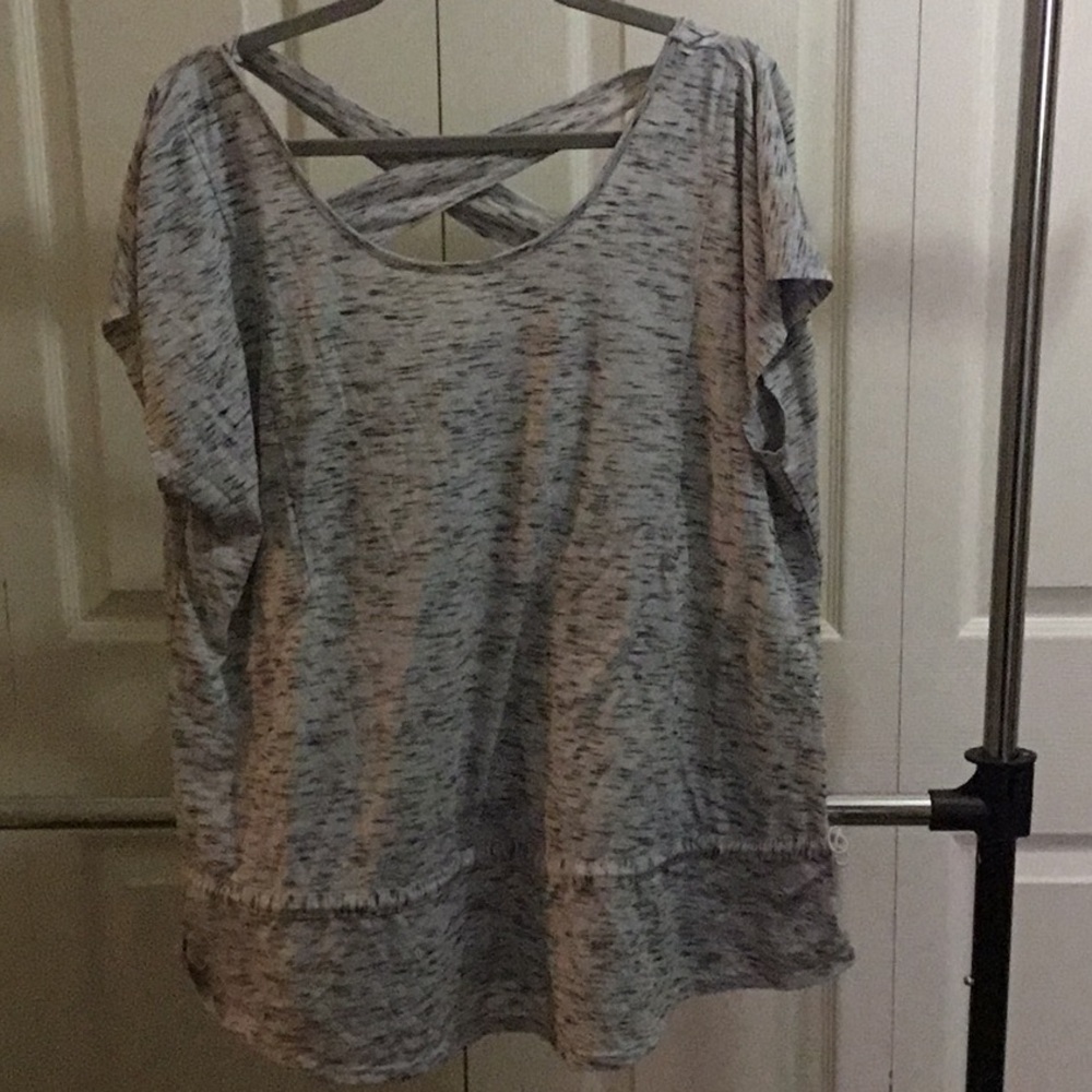 Women's Gray Cross-Back Top